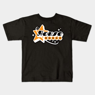 HOUSE MUSIC  - Y2K Star Galaxy (White/Orange) Kids T-Shirt